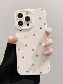 Heart-Shaped Pattern Beige Minimalist Anti-Fall Thick Phone Protective Case Suitable For IPhone17/IPhone17 Air/IPhone17 Pro/IPhone17 Pro Max/16 Pro Max/15 Pro Max/14 Pro Max/13 Pro Max/12 Pro Max/11 Pro Max - White - View 7