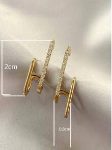 1pair Geometric Delicate Elegant Style Setting All-Match Stud Bride Earrings Casual. Valentine's Day Accessories,Summer,Jewellery,Festival,Classy - Gold - View 6