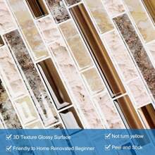 10 Sheet 12''x12'' Peel And Stick Backsplash Tile For Kitchen, Self-Adhesive Stick On Backsplash Laundry Bathroom Textured Vinyl Sticker Wall Tiles Smart Tile In Sandstone2 - 深藍色 - 查看 11