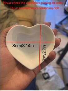 1 pieza Plato para salsa de cerámica, tazón para mojar con forma de corazón creativa, apto para cocina y útiles escolares, de vuelta al colegio