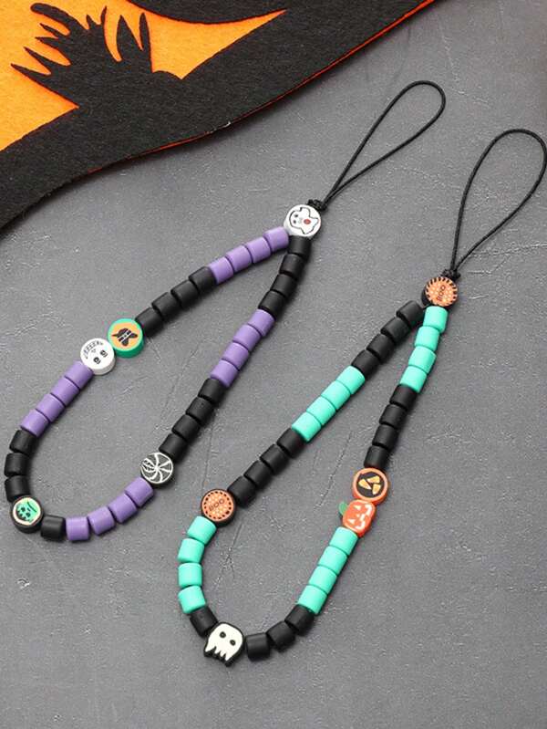 Halloween Gift Phone Lanyard, Pumpkin Skull Phone Case Charm, Anti-Drop Anti-Lost Phone Strap For Women