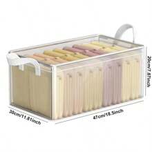 1pc Plastic Storage Box With Steel Frame And Reinforced Handle, Transparent Stackable Storage Container, Suitable For Storing Clothes, Books, Household & Dorm Essentials, Large Capacity, Durable