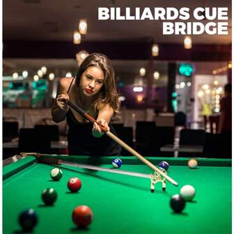 1pc Retractable Billiard Cue Bridge Stick, Stainless Steel Retractable Billiard Cue Bridge Stick With 3 Pieces Removable Brass Bridge Head & Rubber Grip, Bracket Shelf Pool Stick Support - Durable, Easy To Hold & Store, Sporting Goods Accessory For Living Room, Ideal For Billiards & Tabletop Games, Billiards Pool Accessories