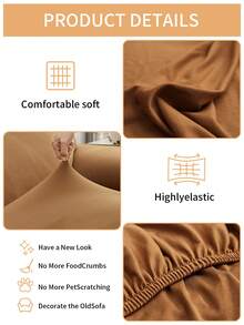 1pc Solid Color Sofa Cover, Elastic Sofa Protector, Non-Slip Design, Soft & Breathable, Fits All Sizes, Suitable For All Seasons & Themes, Machine Washable Sofa Cushion Cover - Camel - View 4