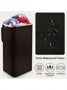 1pc Panier A Linge,Large Laundry Basket With Lid, 100L Tall Laundry Organizer Basket, Foldable Dirty Clothes Hamper With Handles, Collapsible Laundry Hamper, Waterproof Removable Bag For Bedroom Decor, Room Decor, Decorations, Decorations, Decor, Storage, Organizer Dress Pants Shoes Jeans Boots Skirtlaundry Hamper,Washing Basketbathroom Organizer,Basket,Storage Basket,Foldable Laundry Basket - Bamboo - View 6