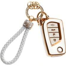 Key Fob Cover Compatible With Toyota Soft TPU Key Case Protection Shell Fit For Toyota Fortuner Tundra Camry RAV4 Highlander Corolla Smart Key Holder