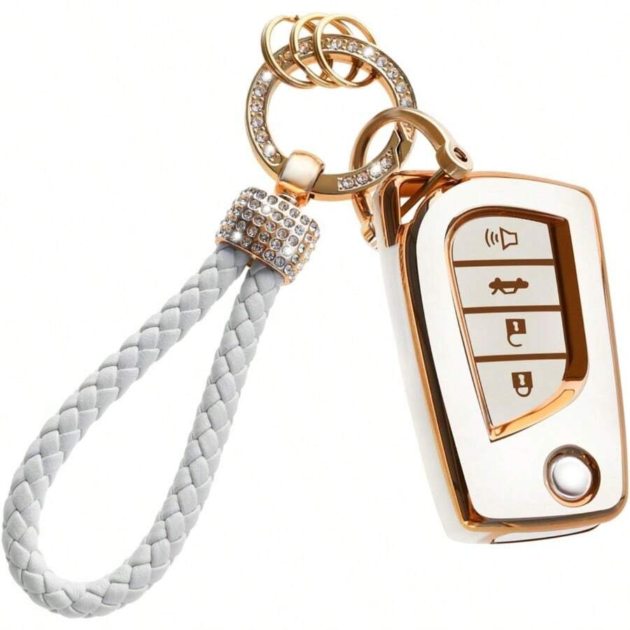 Key Fob Cover Compatible With Toyota Soft TPU Key Case Protection Shell Fit For Toyota Fortuner Tundra Camry RAV4 Highlander Corolla Smart Key Holder