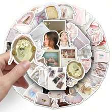 50 adesivos com tema de balé, design estético fofo de desenho animado para celular, caderno, mala