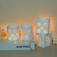 Duży ceramiczny świecznik typu tealight, pusty wzór, zestaw świec tworzących przytulną atmosferę, dyfuzor olejków eterycznych, kadzielnica, podgrzewacz do wosku, wystrój domu