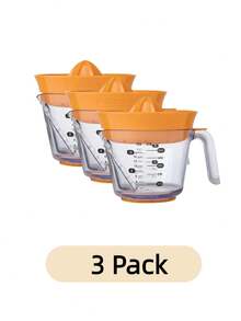 (3 Pack)Durable Plastic  Citrus Juicer - Easy-Read Angled Design, Multi-Function For Lemons/Limes/Oranges, Dishwasher-Safe For Kitchen/Cocktails/Baking - 橘色 - 查看 2