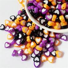100/200pcs 8mm Acrylic Beads, Center Beads, Love Beads, Orange, Black, Purple, Halloween Holiday Beads, Party Decoration Beads, DIY Accessory Beads, Can Be Made Into Bracelets, Bracelets, Bracelets, Phone Chains, Decoration Beads