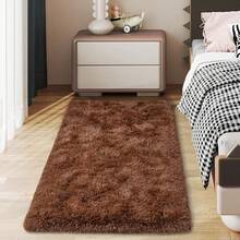 Soft Fluffy Shag Throw Area Rug, 2x4 Black, Non-Slip Bedroom, Hallways, Bedside, Dorm, Living Room - Long Shaggy Rug - 棕色 - 查看 5