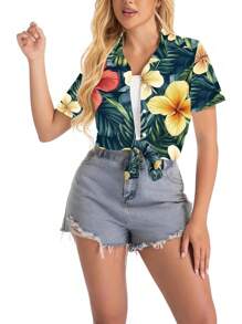 80s 90s Outfits Women 80s Party Themed Outfit Shirt 90s Hawaiian Button Down Shirts Retro Neon Disco Tee Tops