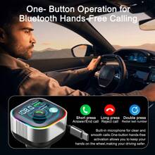 Svintora Auto Bluetooth 5.4 Adapter mit 65W PD3.0 Schnelllade, FM-Sender, automatische Wiederverbindung, Doppel-C- und USB-Anschlüsse, intelligenter Schutz, 7-farbige LEDs für Autos / Lkw / Autos (Upgrade 2025)