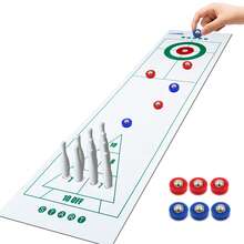 1 Set Grünes 54,3-Zoll-3-in-1-Spielset: Curling, Shuffleboard und Bowling – Spannende Familienunterhaltung mit 6 farbenfrohen Rollen und 10 Bowlingkegeln – Ideales Weihnachts- oder Thanksgiving-Geschenk