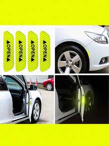 4 件装汽车门反光开启提示贴纸、汽车贴纸和贴花、车门开启反光警示贴纸、防刮装饰贴纸汽车保险杠胶带修理、3.6 英寸汽车警示贴花、夜视防撞保护条、车门开启警示反光贴纸夜间贴花夜光贴纸通用汽车装饰配件，适用于任何车辆，如汽车、SUV、摩托车、自行车等。 - 4 PCS - 查看 6