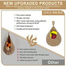 Hanging Fruit Baskets For Kitchen 6 Pack Boho Wall Hanging BasketHandwoven Wall Fruits Basket For Garlic Potato Vegetable Onion Teardrop Home Hanging Storage Baskets Brown Classic - 棕色 - 查看 3