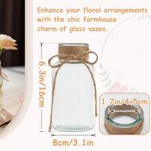 Bình hoa trong suốt 3/6 chiếc, Bình thủy tinh cổ điển dùng làm vật trang trí trung tâm tiệc cưới kiểu nông trại, Bình hình trụ dùng để trang trí bàn tiệc, trang trí nhà, cắm hoa, phong cách mộc mạc, quấn dây thừng - Nhiều màu - Xem 10