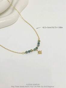 YUZENG 1 Chiếc Dây Chuyền Mạ Vàng 14k Thời Trang Cao Cấp, Mặt Dây Chuyền Cỏ Bốn Lá, Đá Quý Tự Nhiên Hoa Bốn Lá May Mắn, Ánh Sáng Rực Rỡ, Phong Cách Bohemian Mix And Match, Tạo Vẻ Cổ Điển, Thanh Lịch - Vàng - Xem 10