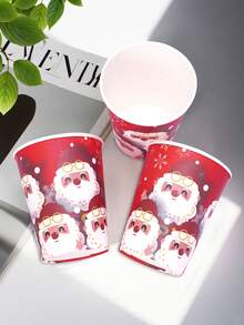 10pcs/20pcs/50pcs Christmas Paper Cups Red Santa Claus Drinking Cups Christmas Winter Hot Cold Drinkware Party Supplies Beverage Hot Cocoa Chocolate Drinking For Xmas Merry Christmas New Year Decorations - Multicolor - View 5