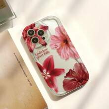 鲜艳的红色杏花图案手机壳，可个性化定制，兼容 16 Pro Max、15/14 Plus、13、12、11，保护套 - 奶油紋 - 查看 4