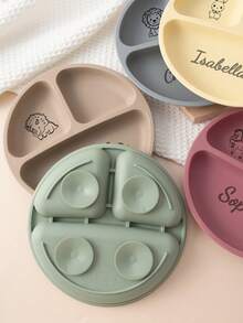 1pc Print On Demand Baby Silicone Dining Plate Personalized Customization Pattern Name Children Dishes Kids Suction Plate Custom Baby Tableware,Multi-Functional,Ornamental,Letter,Stylish,Modern,Colorful,Cute,Adorable,Casual,Custom,Personalised,Unique,Customized,Ideal Gifts For Him,Ideal Gifts For Her,Halloween Edit,Back To School Fashion,Christmas Gift - Multicolor - View 7