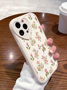 1 pieza Funda protectora de teléfono envuelta en PU con tulipán y rosa, versátil y linda, apta para iPhone11 12 13 13ProMax 13ProMax 14ProMax 14ProMaxiPhone15 15PRO 15PLUS 15PROMAX 16PROMAX