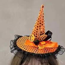 节日女巫帽发箍，蕾丝边头饰，趣味发夹头饰