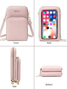 FOREVER MIYIN 触摸屏手机包字母图案手机钱包带拉链和可调节肩带时尚 PU 钱包手机壳手拿包手机套垂直钱包带卡槽轻便现代商务信用卡身份证现金商务休闲教师节教师礼物工作商务通勤旅行度假 - 彩色 - 查看 3