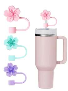 8pcs/4pcs/3pcs/1pc Silicone Crabapple Blossom Straw Caps, Reusable Straw Covers For 10mm Wide Straws, Fashion & Cute Style Straw Toppers Fits Modern Minimalist Cups