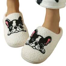 Women's Warm Indoor Slippers, Cartoon Bull Dog House Slippers, Home Slippers