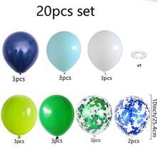 Globos de látex de 10 pulgadas de color azul marino y verde oscuro, globos de color blanco de té de frutas con cintas. Adecuado para fiestas de revelación de género, despedidas de soltero/soltera, celebraciones, fiestas de cumpleaños, graduaciones, aniversarios, fiestas del Día de la Independencia, duchas nupciales, Navidad, San Valentín, Día de la Madre, fiestas festivas, Ramadán - Multicolor - Ver 5