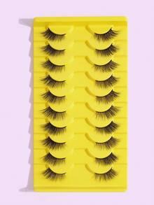 MAANGE 7/10/20/30对装，自然半眼/全眼假睫毛，精致日常佩戴，卡通风格，旅行必备，外眼角加长 - 黑色 - 查看 13