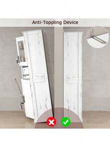 170CM Tall Bathroom Cabinet, Slim Storage Cabinet, Freestanding Narrow Pantry Cabinet With Adjustable Shelves For Kitchen Bathroom Living Room Home Office - Retro white - 1 Door - 查看 6