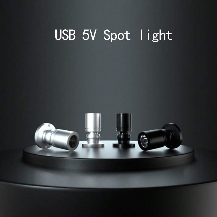 带触摸开关的LED柱形射灯，LED橱柜灯，酒柜灯，小柜台灯，5V射灯，铝灯头，墙壁/天花板两用射灯，铜壁灯，铜吸顶灯，可调角度，无灯泡 - USB供電 - 查看 1