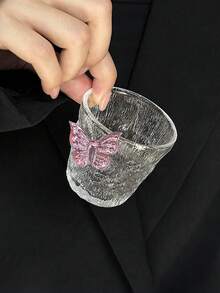 1/2 件独特设计蝴蝶冰透明迷你杯，小冰川饮水杯，优雅的家用玻璃器皿，办公室茶杯 - 彩色 - 查看 4