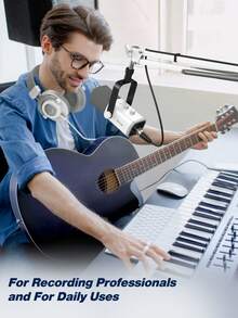 Microphone Arm Stand, Suspension Boom Scissor Mic Stand With Heavy Duty Clamp, 3/8" To 5/8" Adapter, For FIFINE AM8,K688,A8,A6V, For Voice-Over, Gaming, Recording, Studio, Home Office-FIFINE CS1 White - White - View 6