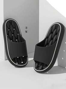 1双EVA拖鞋，无异味，防滑浴室淋浴鞋，透气室内凉鞋 - 黑色 - 查看 9