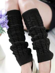 1pair Plush With Wool Fried Dough Twists Socks Knitted Wool Warm Leg Boots