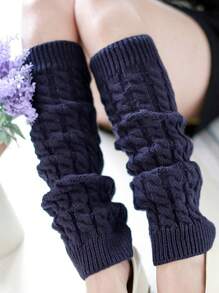 1pair Plush With Wool Fried Dough Twists Socks Knitted Wool Warm Leg Boots
