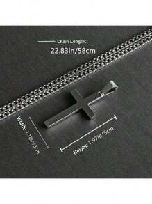 1 Stück Modische Edelstahl Kreuz Anhänger Halskette - Perfektes Tagesoutfit Geschenk für Freund, Vatertag Geschenk, Schulschmuck für Männer, Y2K Accessoires, Gothic Ketten, Jeans Accessoires, Gothic Schmuck, Rückkehr zur Schule, Halloween Accessoires, Punk