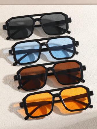 Set de 4 gafas de moda cuadradas multicolor versátiles para hombres