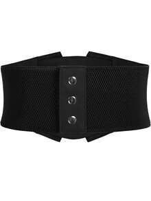 1 chiếc đai lưng co giãn ren đen cho nữ, áo nịt ngực gợi cảm thích hợp cho tiệc Halloween, đi làm, tụ tập, phong cách đường phố - màu đen - Xem 4