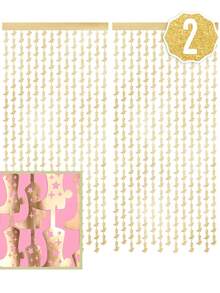 2 paquetes de decoraciones para fiesta del oeste - Decoraciones para fiesta de rodeo, decoraciones de botas en el suelo de 3.3ft X 6.6ft para despedida de soltera, cumpleaños, fotomatón, tema de rancho, ducha nupcial - Telón de fondo de oropel metálico y decoraciones para boda campestre