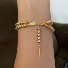 Double Plated Rosary Bracelet - Gold - View 2