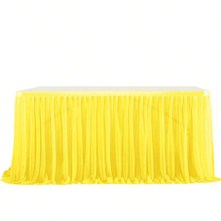 1pc Polyester Ruffled Table Skirt, Suitable For 48/72/96/108/168 Inch Rectangular Tables, Wrinkle-Resistant And Easy To Clean, Ruffle Hem Design, Ideal For Birthday, Party, Wedding, Bridal Shower, Celebration Decor - Multicolor - View 18