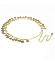 Corrente Moda Cinto Dourado Prata Estiloso Acessório Feminino Moda Influencer - 0309-21 Moeda Dourado - Visão 3