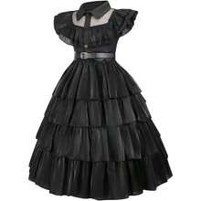 TTIAOYU Wednesday Addams Costume Girls Dress Up For Kids Toddler Family Princess Merlina Cosplay Party Dress - 白色 - 查看 2