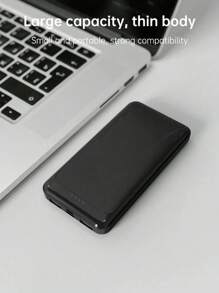 1pc 10000mAh Power Bank With 2 USB Ports, Compact Black Portable Charger With Indicator Lights, Not Fast Charging, Suitable For Graduation Gifts, Singles Party Favors, Bridesmaid Gifts, Father's Day Gifts, Bridal Shower Favors, Wedding Guest Gifts, Birthday Party Decor And Wedding Supplies - Black - View 6