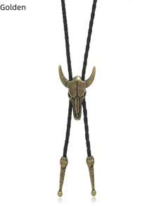 1 Piece Set For Men And Women Bolo Tie Rodeo Cowboy Leather Bull Head Tie Western Necklace Clothing Accessories Suitable For Daily Matching Clothing All Saints' Day